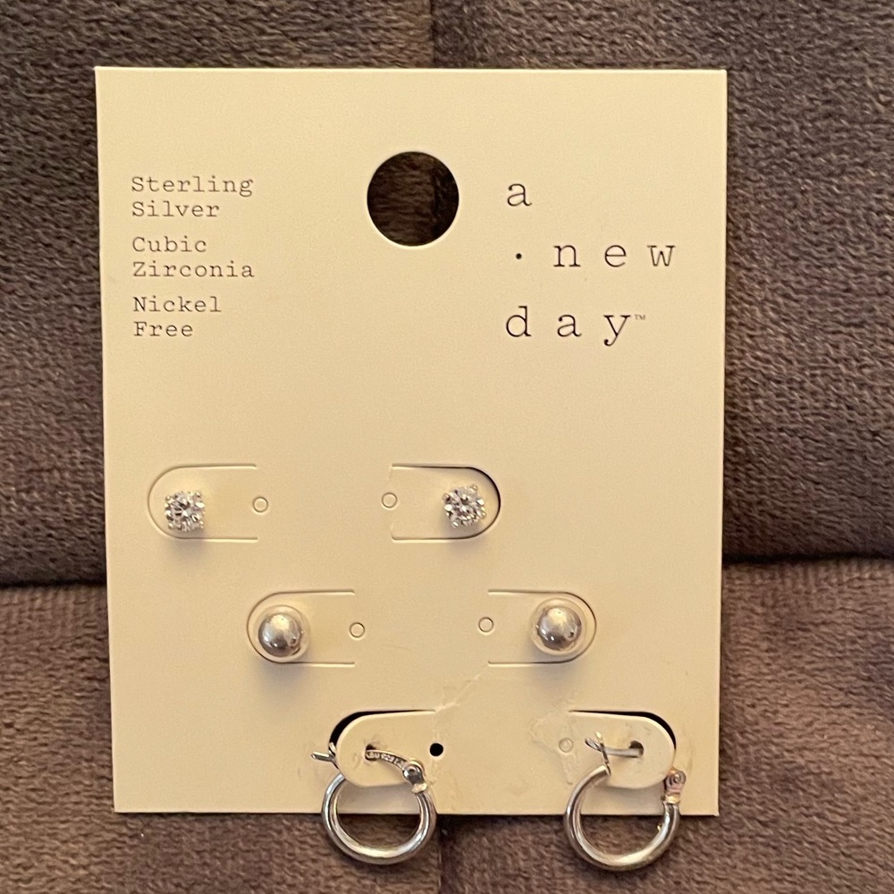 Sterling silver set of 3 pairs of earrings